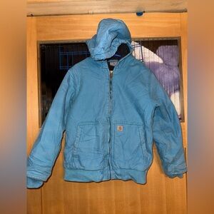 Carhartt Jacket Youth Size Medium 7-8 Rare Light Blue Sherpa Lining